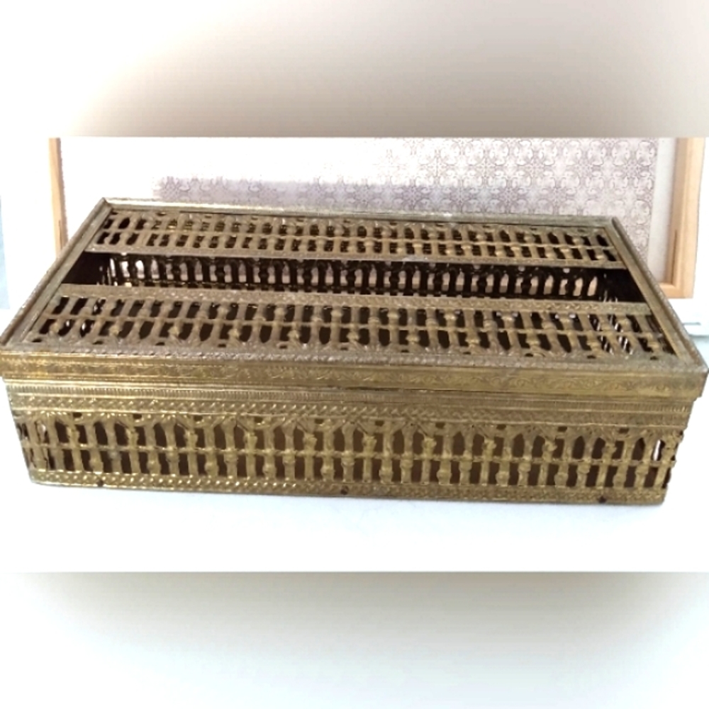 Brass plated Bamboo tissue box cover